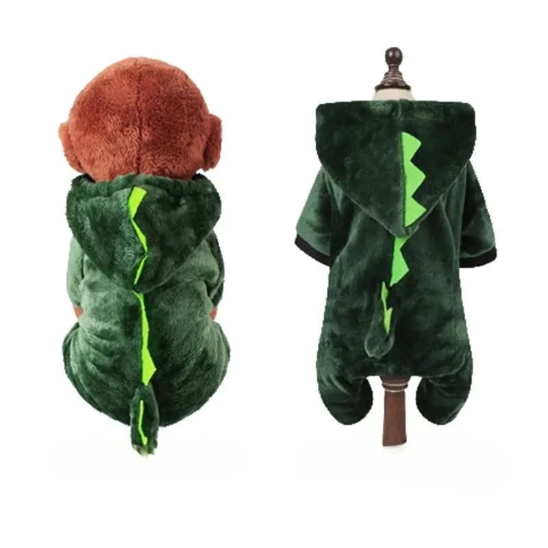Abbigliamento per cani Autunno Inverno Velluto corallo addensato Isolamento termico Teddy Abbigliamento per cuccioli Indumento caldo Crema di dinosauro Vestire