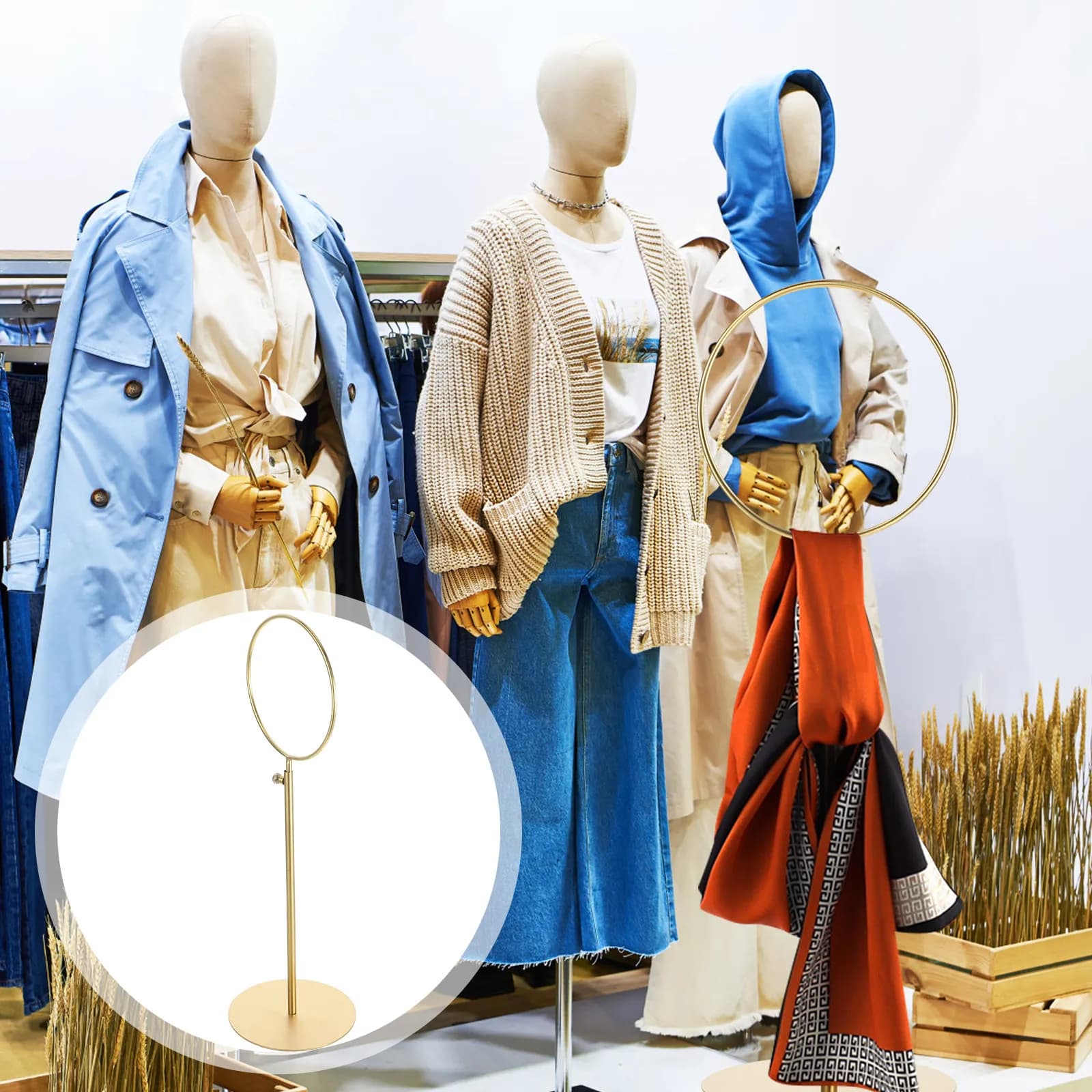 Espositore Regolabile in Acciaio Inox per Sciarpe, Organizzatore Salvaspazio in Metallo per Negozi di Abbigliamento