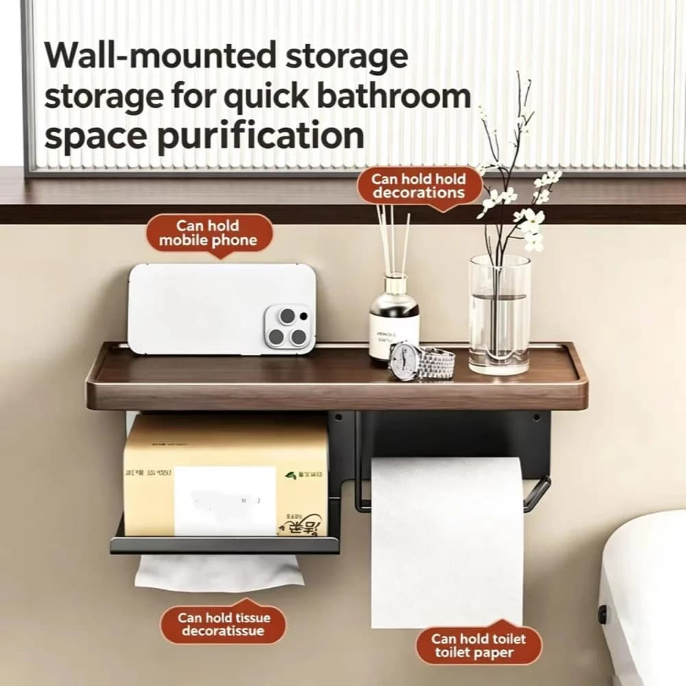 Luxury Light Wooden Wall Mounted Napkin Stand Without Perforation Toilet Paper Stand Bathroom Accessories Home Decor