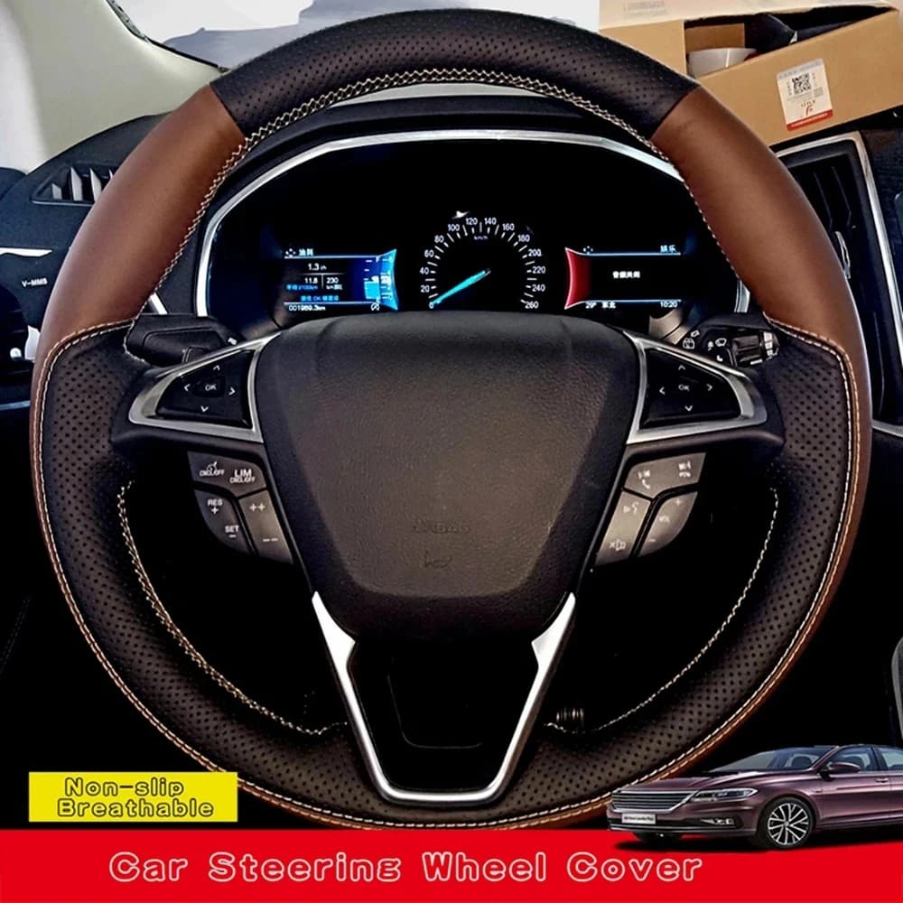 Personalizza il coprivolante per auto in vera pelle fai-da-te per Ford Fusion Mondeo 2013-2014 EDGE 2015-2016 Car Interior