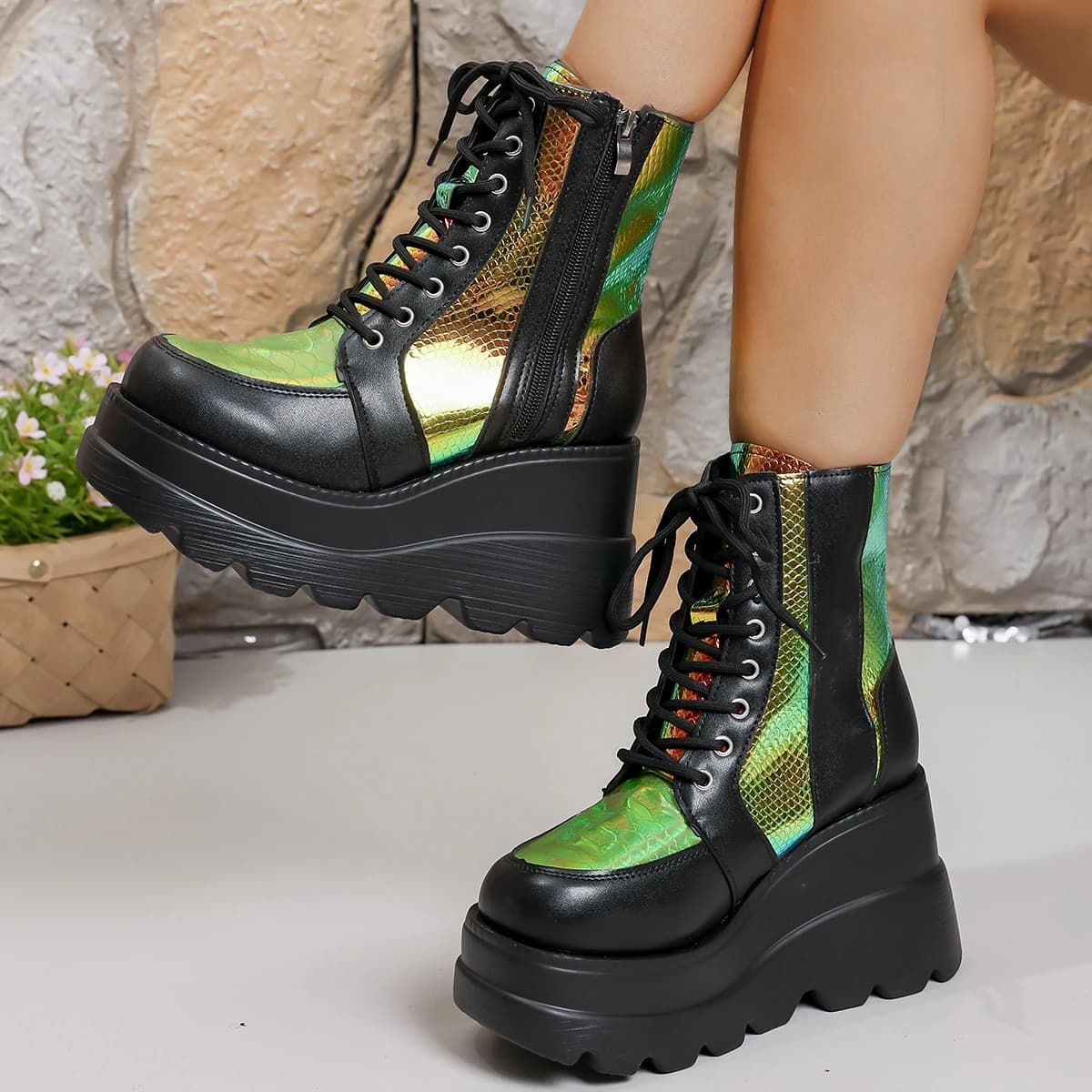 Nuovi Stivali con Piattaforma per Donne, Scarpe Antiscivolo con Cerniera per Esterni, Comodi Stivaletti di Design, Zapatos De Mujer