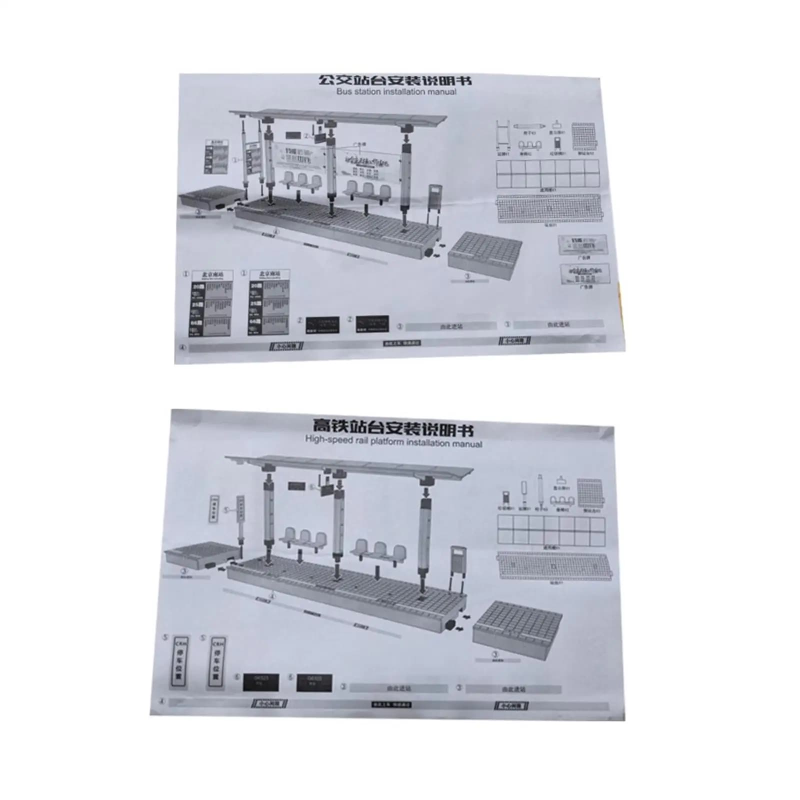 Modello di Stazione degli Autobus in Scala 1:64, Kit di Montaggio Fai-da-Te, Accessorio Architettonico per Collezione di Micro Paesaggi