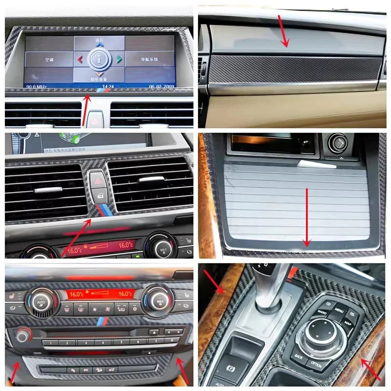 Carbon Fiber Stickers for BMW X5 X6 E70 E71 Edit Interior Cover Trim Strips Decorative Stickers Car styling accessories