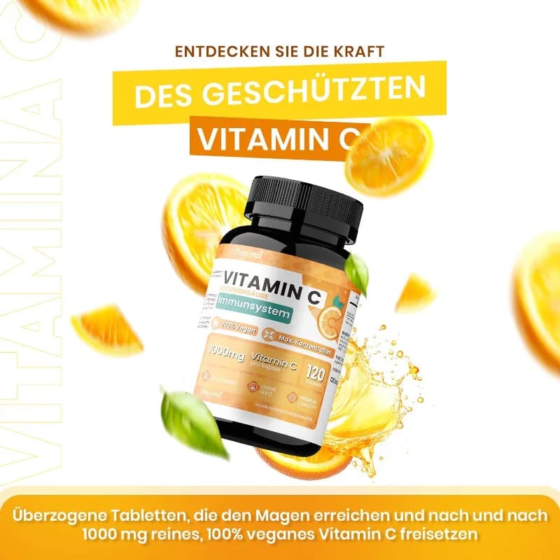 Vitamin C Capsules 1000mg - Increase Energy, Repair Cell Function, Promotes Collagen Production, Immune Health, Non-GMO