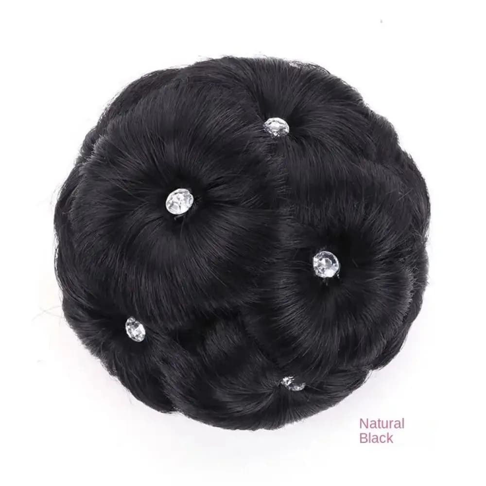 Fashion Wig Synthesis Curly Chignon Elastic 9 Flowers Hair Extension Clip Donut Hairpiece Hairpiece Claw Clip