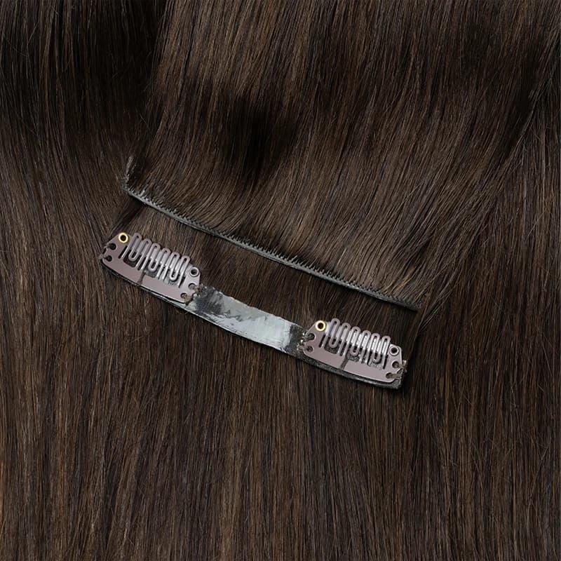 PU thick invisible clip in human hair extensions PU texture tape seamlessly on hair for thick raw hair 7 pieces 12-24 inch 100G-120G
