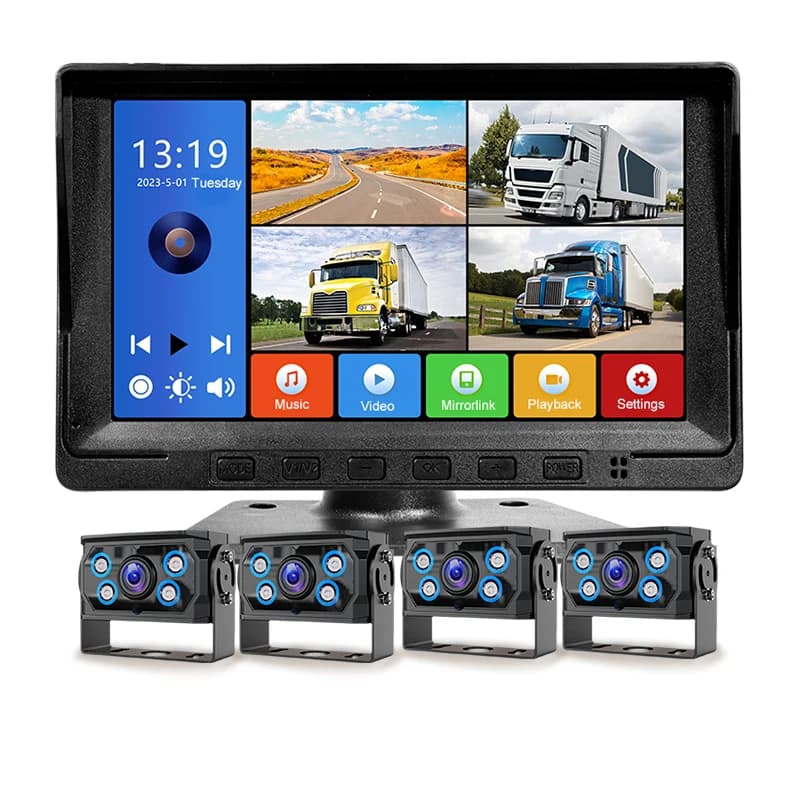 Dash Cam 4CH 7 Inch IPS Screen Integrated MDVR 1080P Car Camera Kit for Night Vision DVR Recorder for Motorhome/camion/trailer