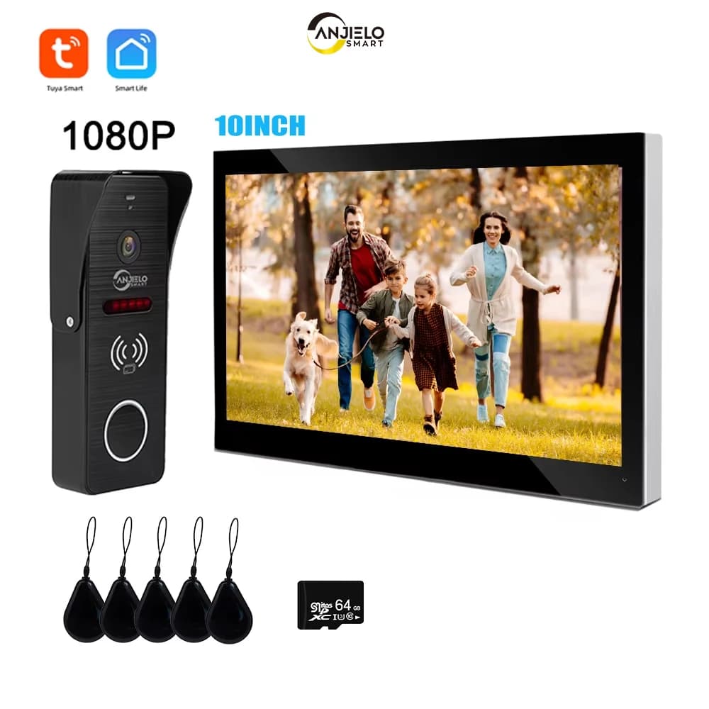 ANJIELO7/10 pollici Wifi Tuya VideocitofonoCitofono d'ingresso residenziale per porta di sicurezza domesticaCamera 1080p Campanello Citofono privato