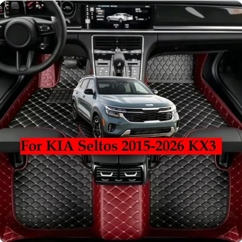 Tappetini Auto Personalizzati OMANE per KIA Seltos 2015-2026 KX3, Tappeti in Pelle per Tutte le Stagioni, Accessori Auto alla Moda