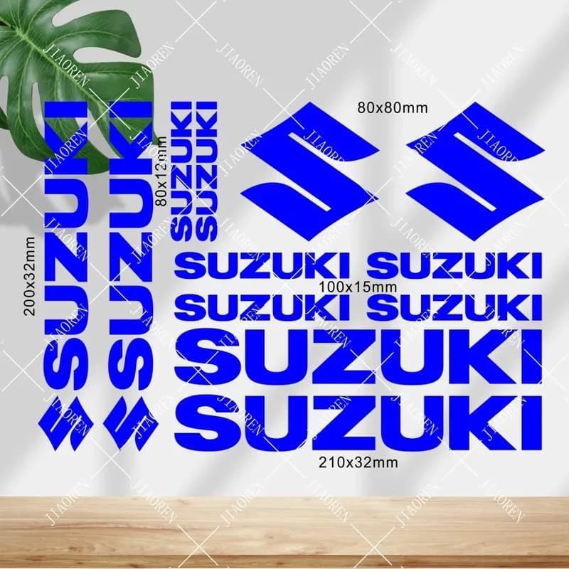 Kit Adesivi Blu in Vinile per Moto Suzuki, Casco, Bici e Auto - Logo Natalizio