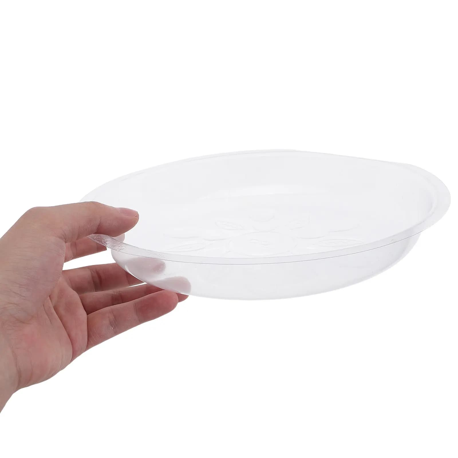 10Pcs Round Clear Plastic Plant Saucer Set Flower Pot Trays Leaf Pattern Drip Tray Water Catcher for Seed Starting Growing