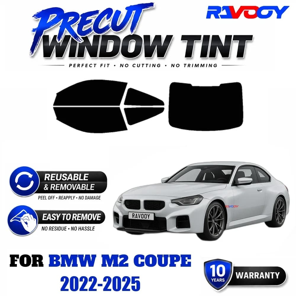 RAVOOY Precut Window Tint, Reusable Removable EPU Film, Custom Fit for Bmw M2 Coupe 2022-2025, UV Heat Protection