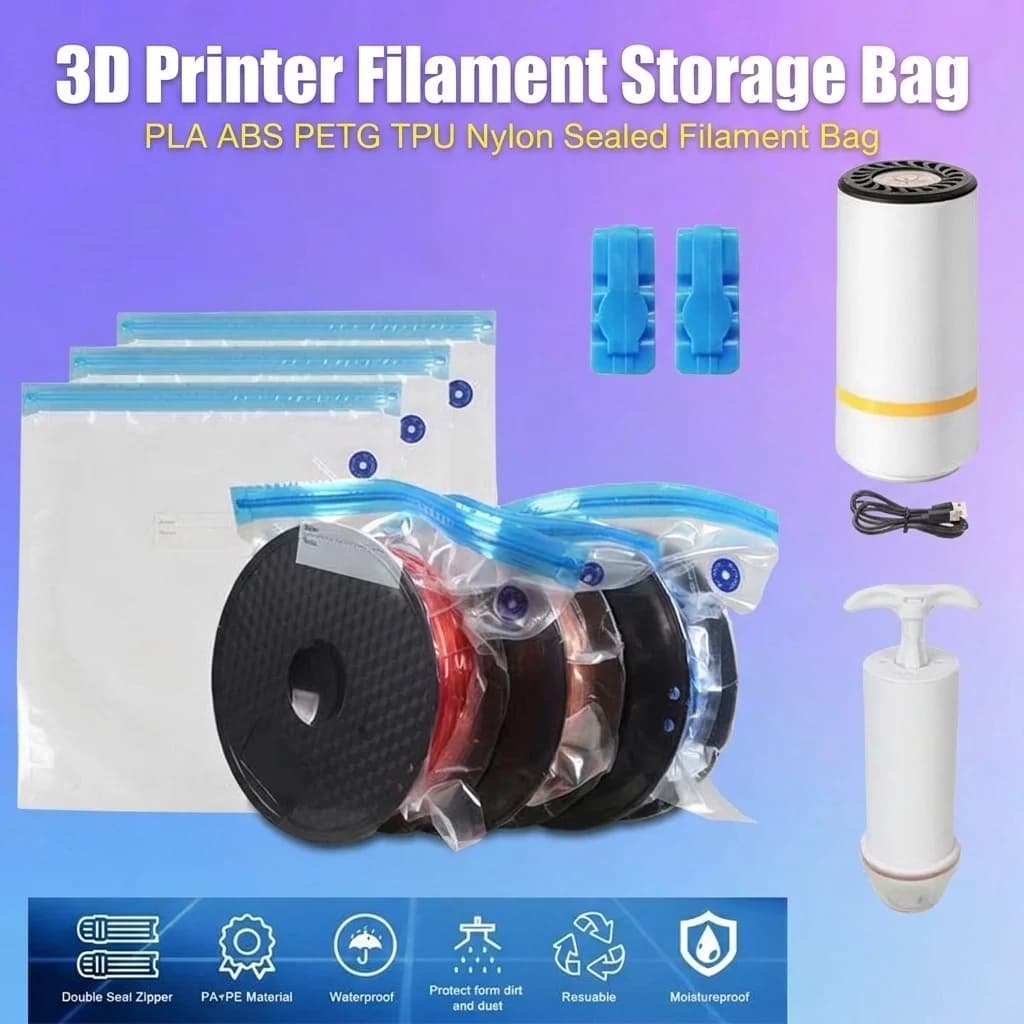 3D Printer Filament Storage Bag PLA ABS PETG TPU Nylon Sealed Filament Bag Pump Dryer Safekeep Humidity Resistant Printer Part