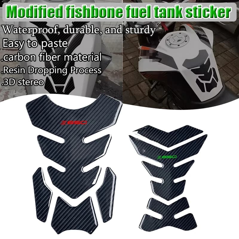 Per Kawasaki Z650 Z 650 ER-6N ER 6N ER6N Adesivo Protettivo 3D in Fibra per Serbatoio Moto, Decalcomania a Lisca di Pesce