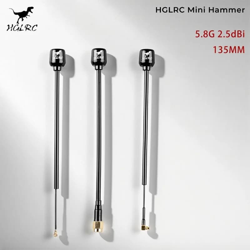 Antenna HGLRC Mini Long Range Hammer Mini RHCP LHCP Spin SMA UFL MMCX Angolare 5.8G 2.5dBi 135mm per Droni FPV da Corsa RC