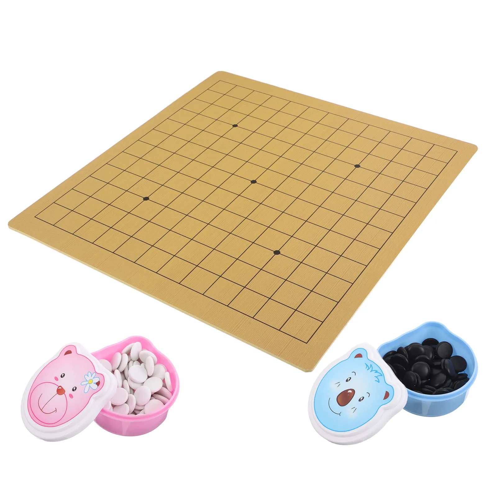Set da Gioco Go per Bambini, Tavola a Doppia Faccia con Orsi, Griglie 9x9 e 13x13, Portatile e Leggero, Strategia di Gioco per Principianti e Famiglie