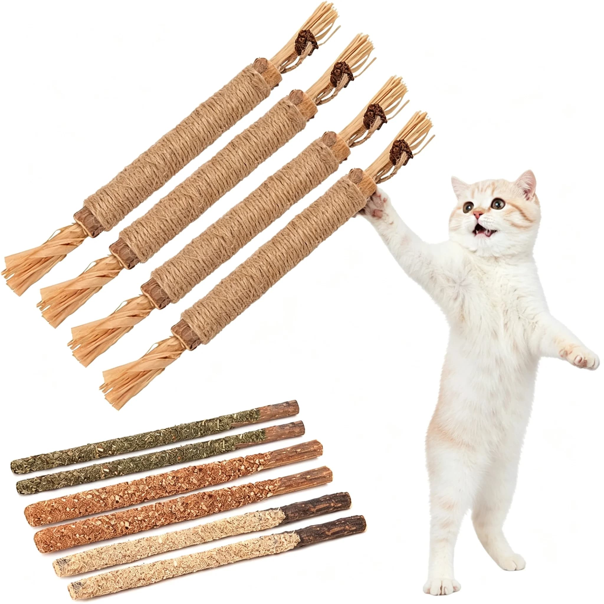 10 Pack Silvervine Chew Sticks for Cats Natural Catnip for Kittens Teeth Cleaning Matatabi Dental Care Increase Appetite Calm