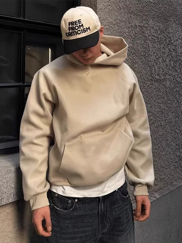 Cleanfit Heavyweight Color Hoodie Couple's Spring Autumn Men's Casual Loose Fit Polyester Sweatshirt with Kangaroo Pocket
