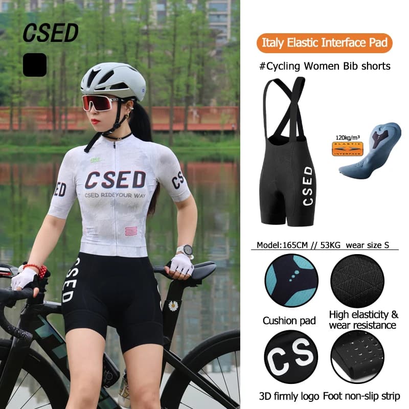 CSED Pantaloncini con bretelle da ciclismo da donna Bicicletta da equitazione Pantaloni con cinturino da ciclismo su strada Imbottitura con interfaccia elastica Collant traspiranti ad asciugatura rapida