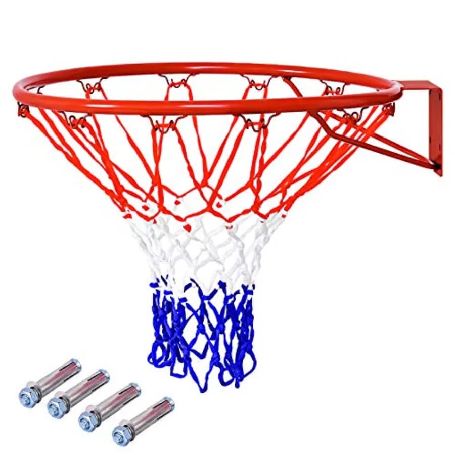 Canestro da Basket, 18'' Resistente, Montabile a Parete, per Interni ed Esterni, Canestro Sospeso per Adulti