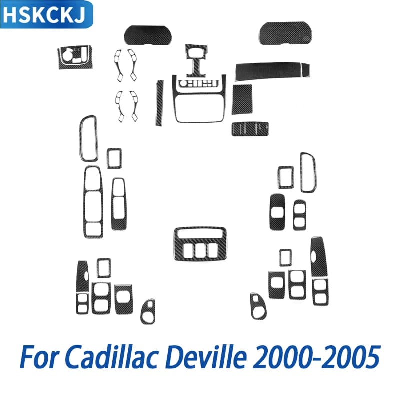 Adesivi in Fibra di Carbonio per Cadillac Deville 2000-2005: Pannelli Console Centrale, Maniglie Porte, Volante e Altri Accessori