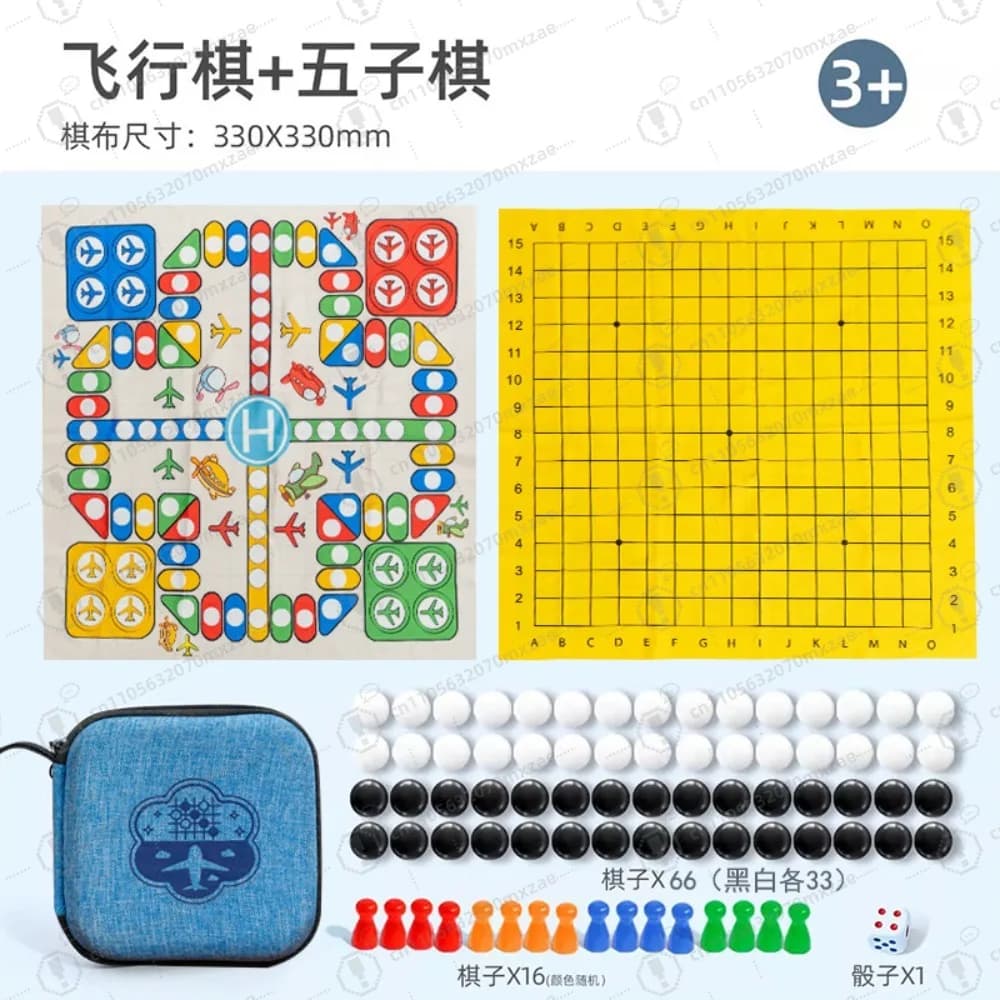 Set da gioco da tavolo multifunzione mini tascabile - Gomoku/Animal Chess/Ludo/Serpente e scala Gioco di puzzle per 2 giocatori per viaggi e tempo libero