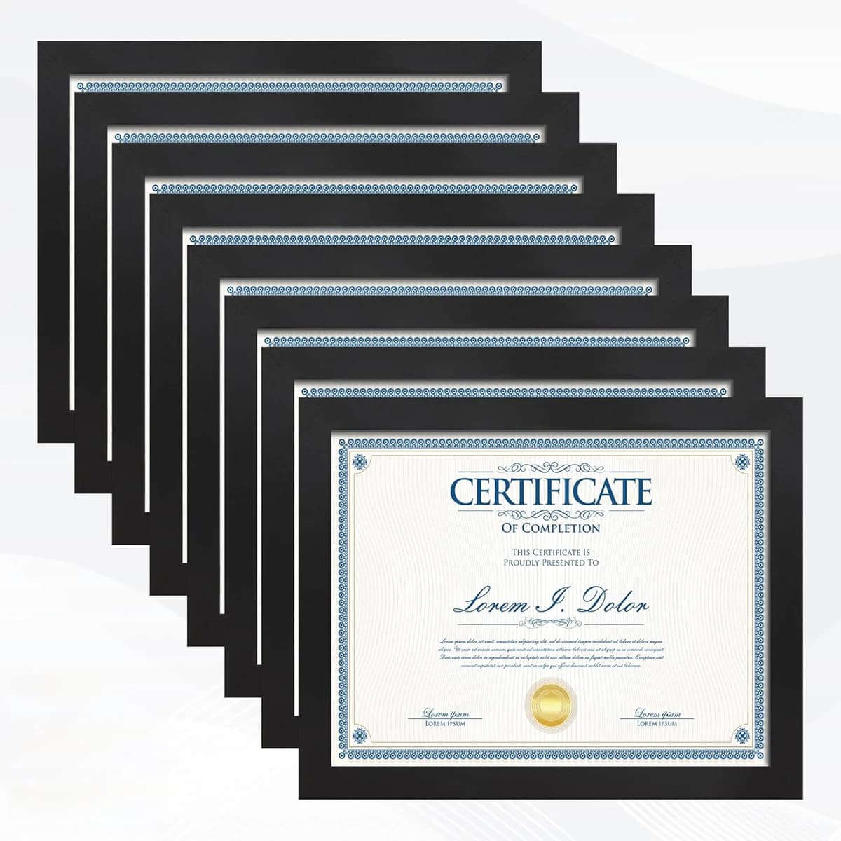 Black 8-piece A4 magnetic frames, Diamond Art photo frames, vertical orientation, suitable for posters and photographic paper.