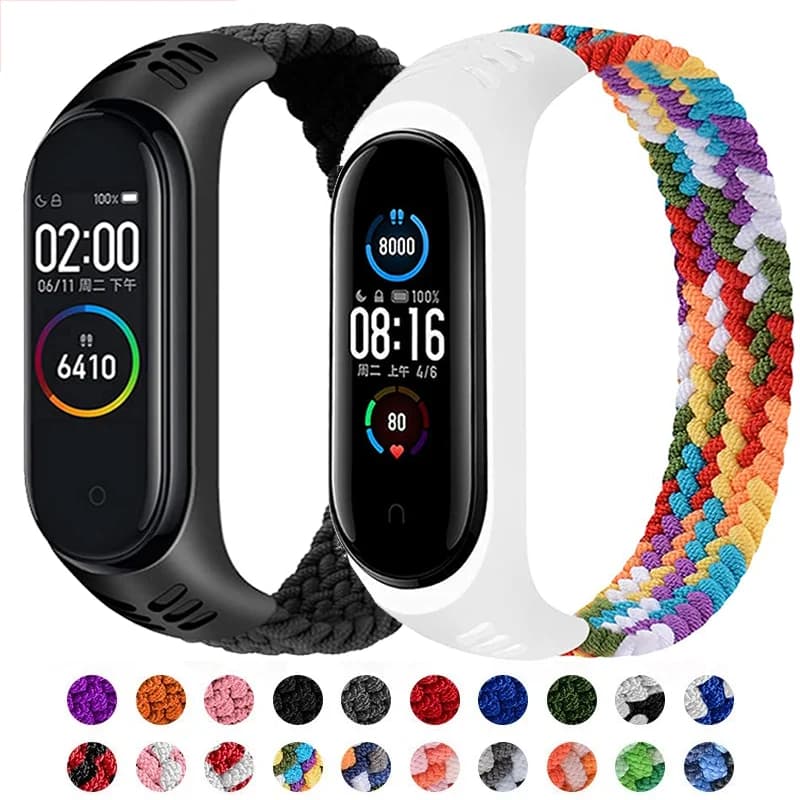 Bracciale per xiaomi Mi band 6 Cinturini in nylon intrecciato Solo Loop cinturino NFC smart watch Miband 7 cintura correa su Mi band 8 7 5 4 3