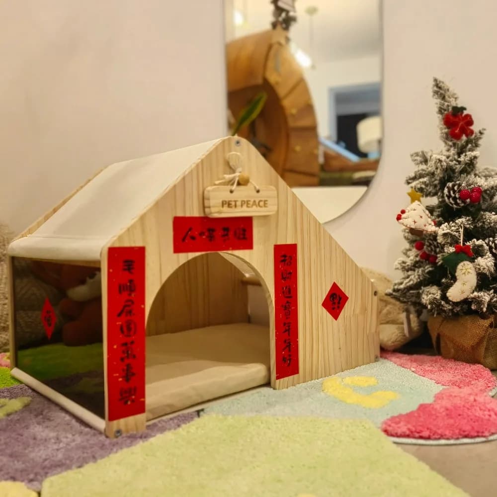 Cuccia per Gatti da Interno in Legno Riscaldata con 9 Livelli di Regolazione, Coperta Elettrica per Animali Domestici, Letto per Gatti Caldo Invernale Staccabile, Prodotti e Accessori per Animali