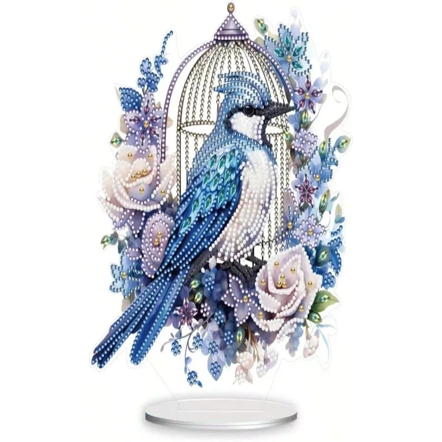 ACSAUMMY Kit Diamante 5D per Adulti, Pittura Diamante Fai da Te, Ornamento da Scrivania, Kit Pittura Gemme da Tavolo, Acrilico Blu Va