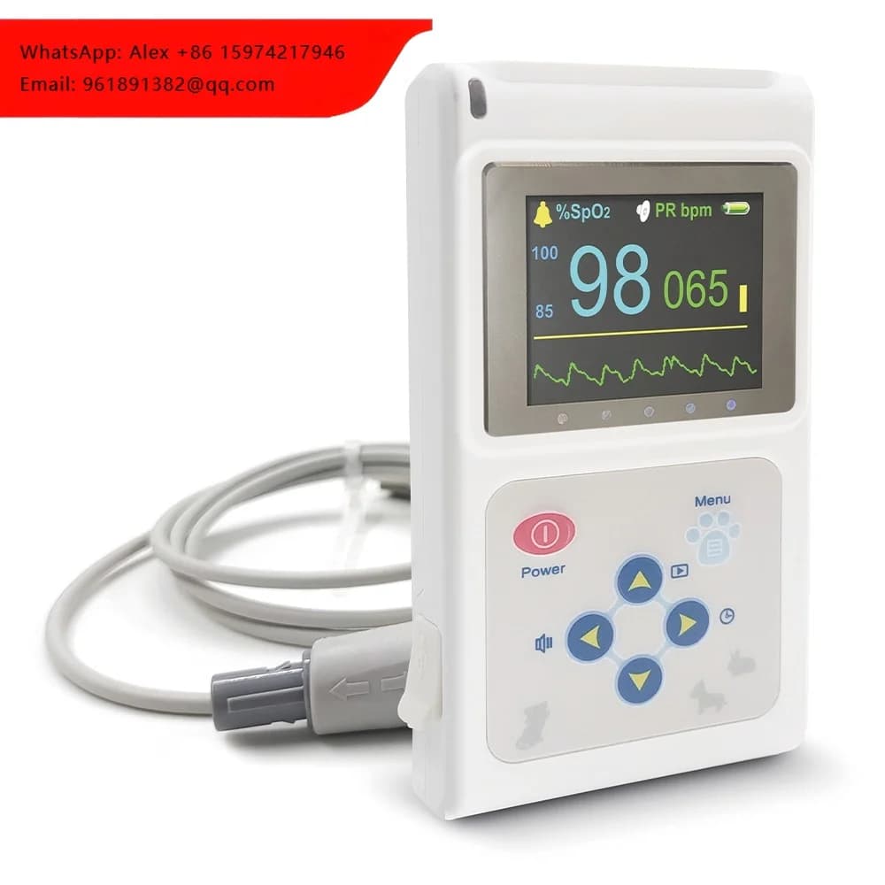 CMS60D-VET Pulsossimetro Veterinario Riutilizzabile per Cani e Animali, Misura SpO2 e Frequenza Cardiaca, Attrezzatura Medica Resistente
