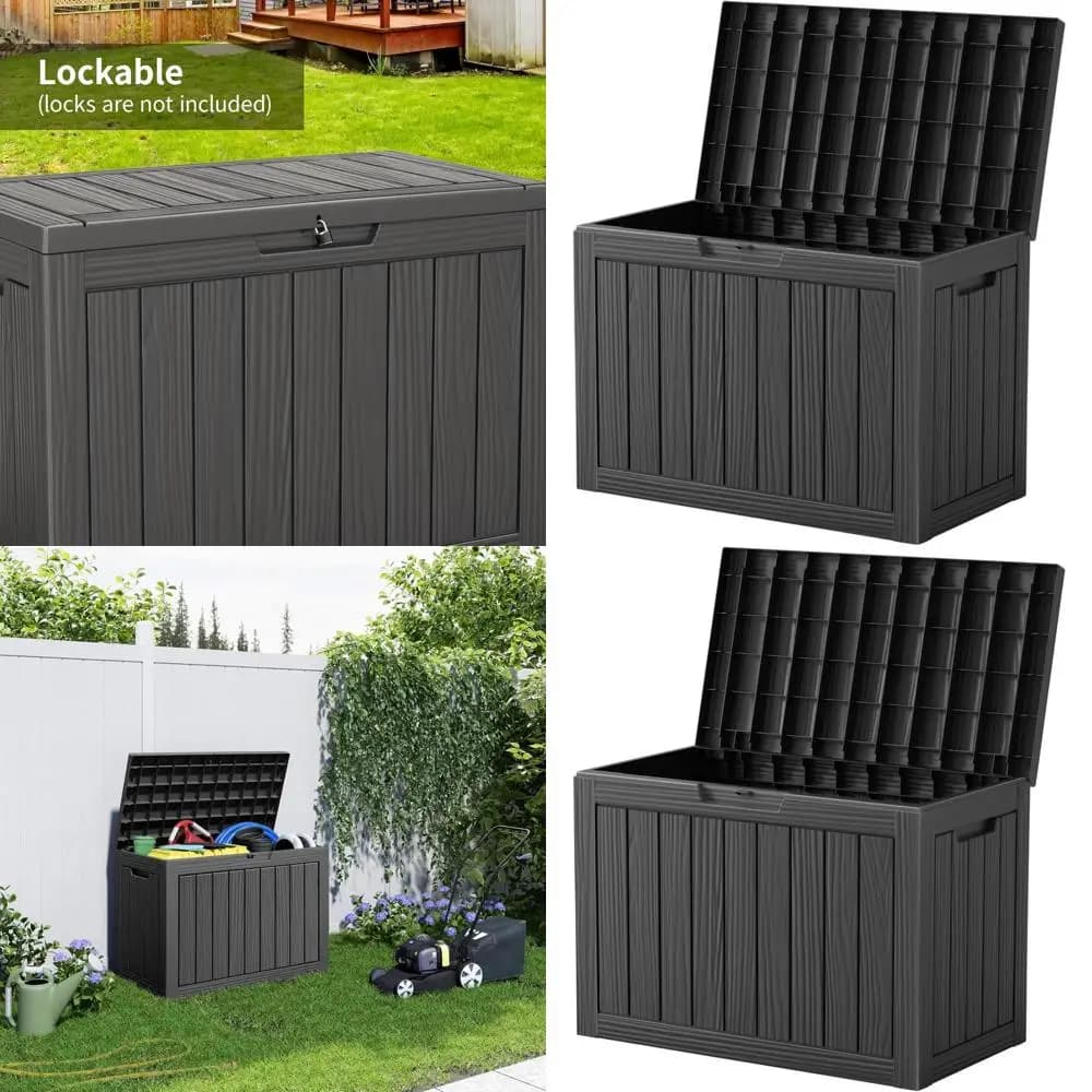 Contenitore da Esterno in Resina da 45 Galloni con Funzione di Chiusura a Chiave per Mobili da Patio, Accessori per Piscina e Attrezzi da Giardino