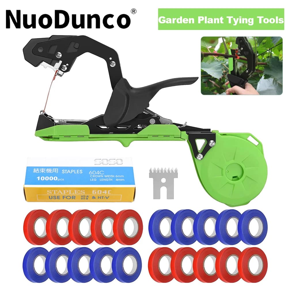 New set of up-to-date plant binders, light garden tools to quickly bind the screw with ribbons and spare staples