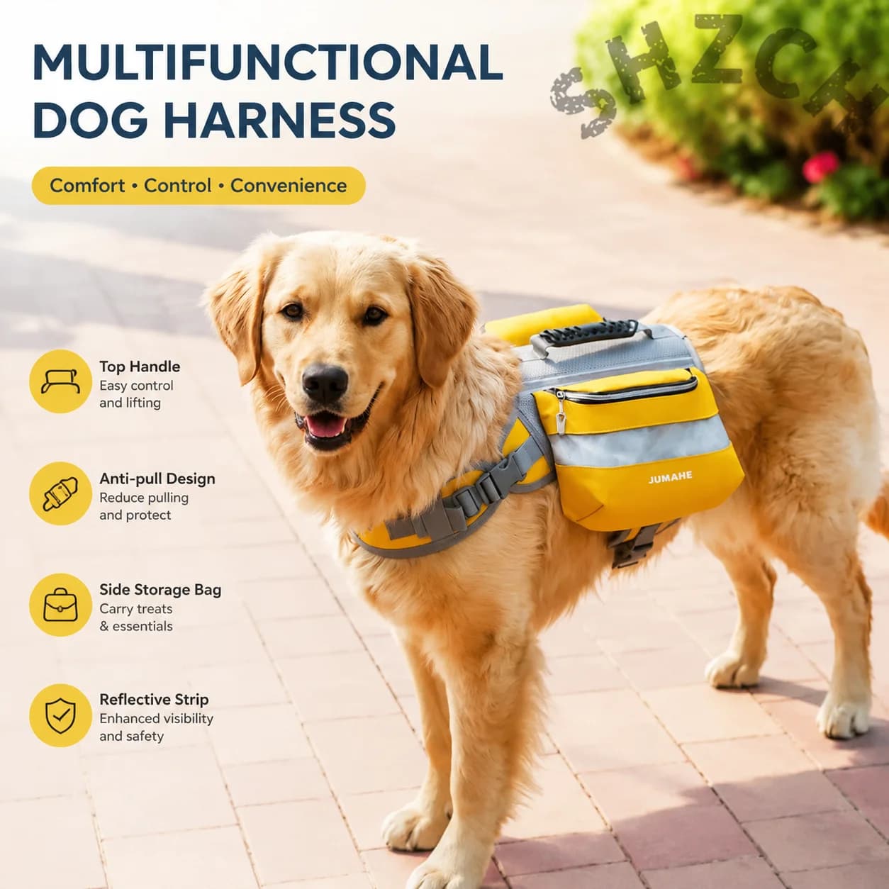 Pet outdoor dog self-backpack, dog double bag snack backpack, pack bag medium and large dog bag