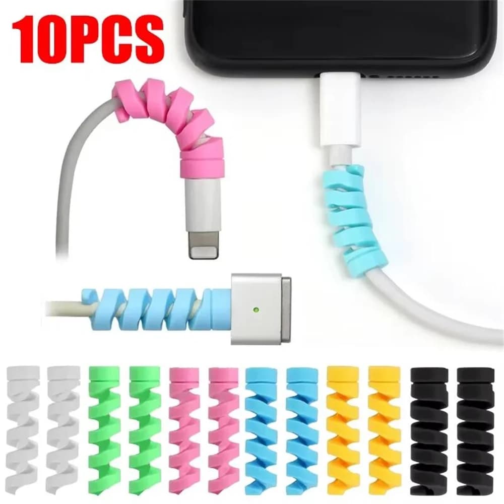 10 Pezzi Avvolgicavo a Spirale, Protezione in Silicone Morbido, Clip Salva-Cavo per Telefoni Android, Mouse, Auricolari