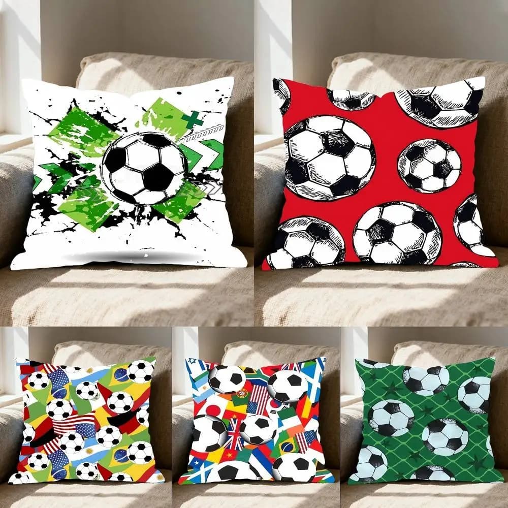 Fodera per cuscino a forma di pallone da calcio, elegante, per coppie, decorativa per soggiorno e camera da letto, federa rettangolare per divano