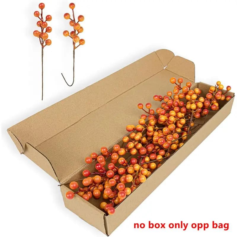 21CM Foam Artificial Holly Berry Orange Berry Branches for Autumn Thanksgiving Harvest Christmas Tree DIY Home Decoration