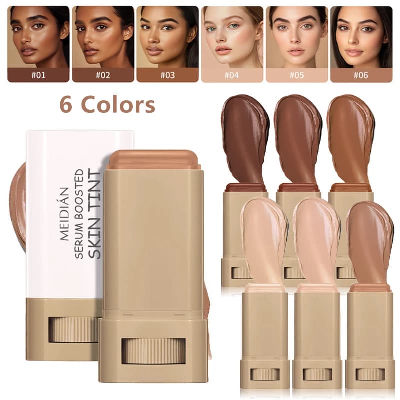 Stick Fondotinta Natural Effect 6 Colors with Integrated Serum, Septic Texture, Moisturizing Cover, Corrector and Base, Stick Contouring Face for Makeup