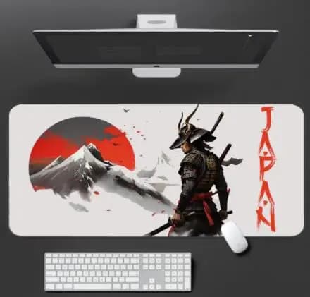 Anime giapponese BUSHIDO Kanji Graffiti Mousepad Tappetino da scrivania, Samurai Gaming Mouse Pad Xl Pc Laptop Gamer Tastiera Tappetini per mouse Computer