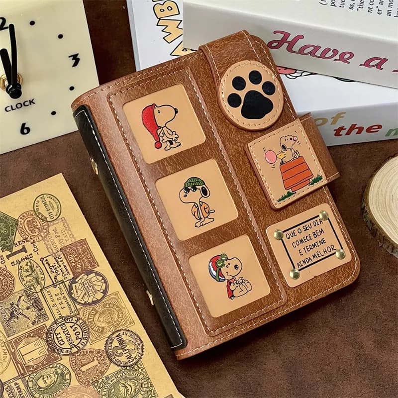 Cartoon Snoopy A7 Removable Leather Notebook Cover Kawaii Portable Loose Leaf Notebook Children's Creative Birthday Gift