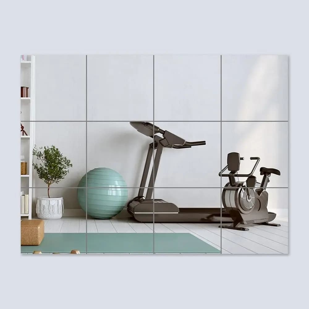 Piastrelle a specchio a tutta lunghezza - 12 pezzi, 14x12 pollici, per camera da letto, palestra domestica, bagno, porta - Piastrelle a specchio anti-rottura