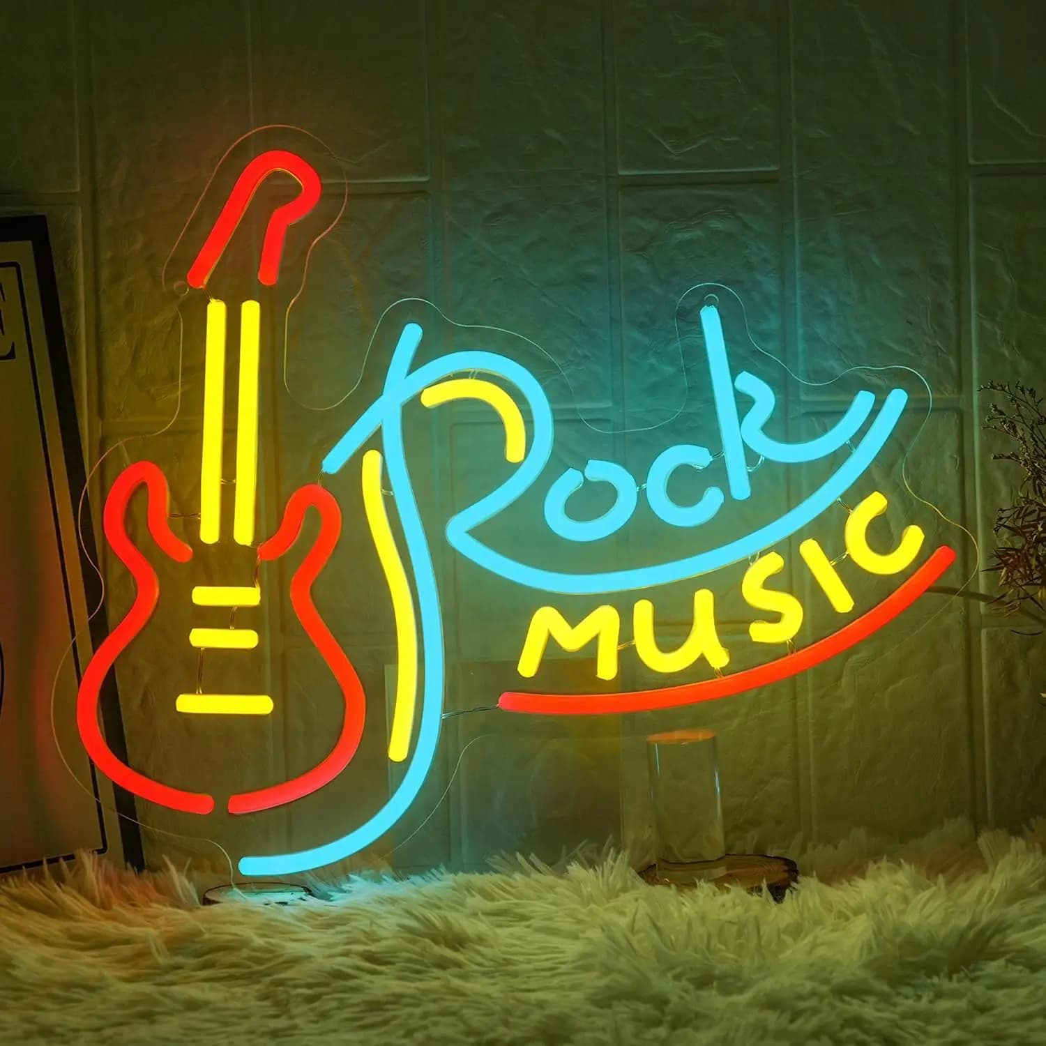 Insegna al Neon a Forma di Chitarra Alimentata via USB, Decorazione da Parete per Bar e Sala Giochi, Luce LED Dimmerabile, Regalo Perfetto