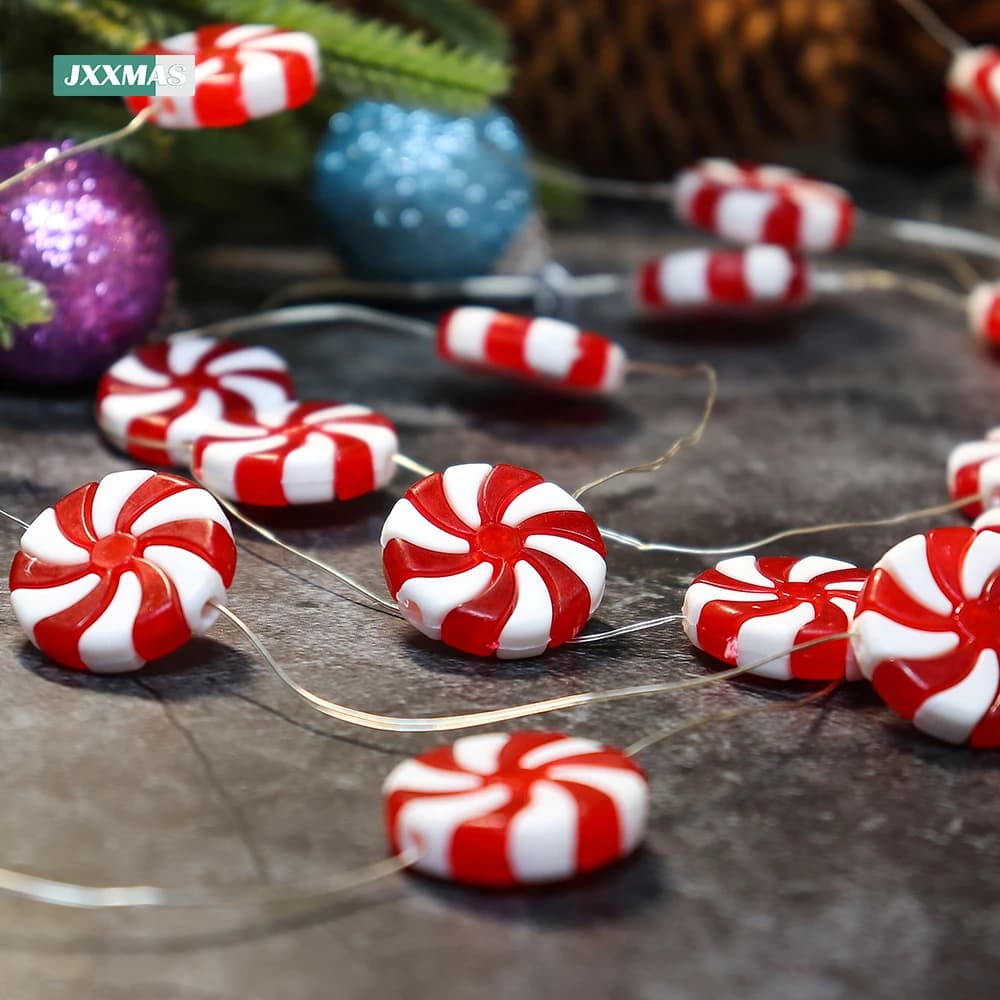 2M/20LED Luci della stringa della caramella di Natale Albero di Natale Ornamenti appesi per la ghirlanda di nozze Regali di Capodanno Decorazioni per la casa Navidad