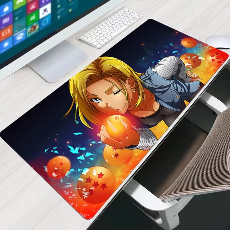 Tappetino per Mouse DBZ Dragon Ball Android 18, Tappetino per Tastiera da Gamer, Tappetino in Gomma per Scrivania, Tappeto per Mouse, Tapis Souris Gaming, Mousepad per Notebook