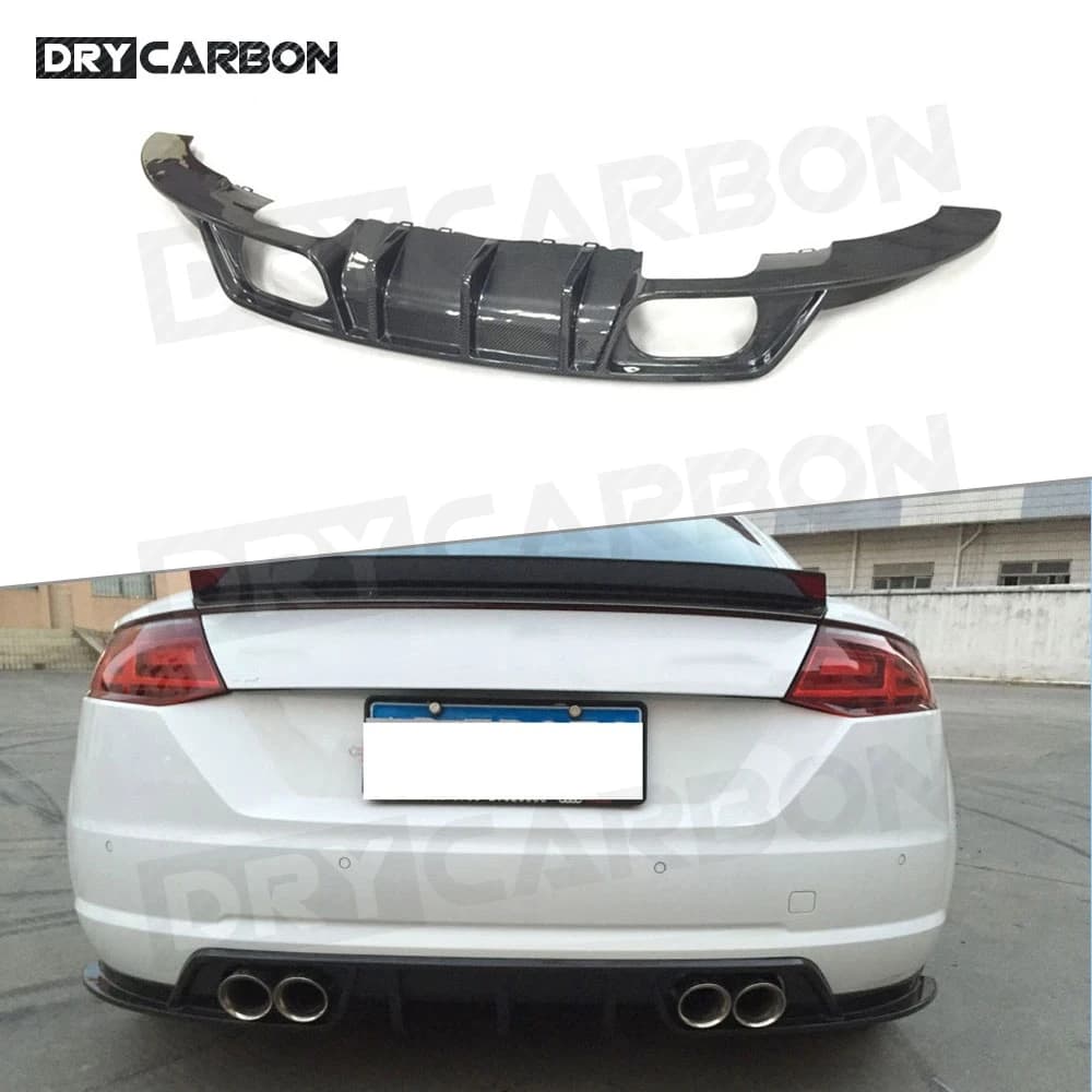 Carbon Fiber Rear Diffuser for Audi TT TTS TTRS 2014-2017, Spoiler for Shoe Terminal, bumper protection, Styling Auto accessory