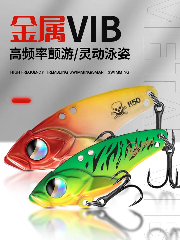 NUNATAK Esca VIB in Metallo 5g/7g/10g/14g, Esca VIB ad Alta Frequenza per Bass, Esca Dura Minnow per Trota, Esca Affondante, Esca Marina Luminosa