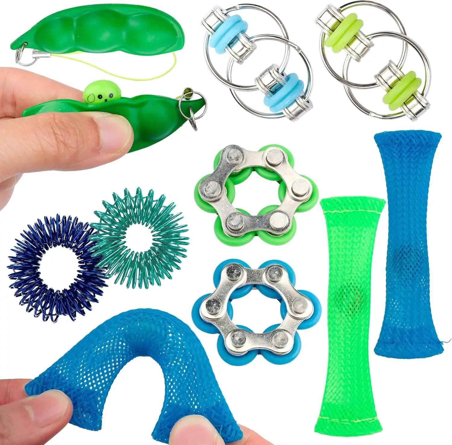 Set di 10 Giocattoli Sensoriali Antistress: Rullo, Spinner, Anelli per Alleviare lo Stress in Bambini e Adulti