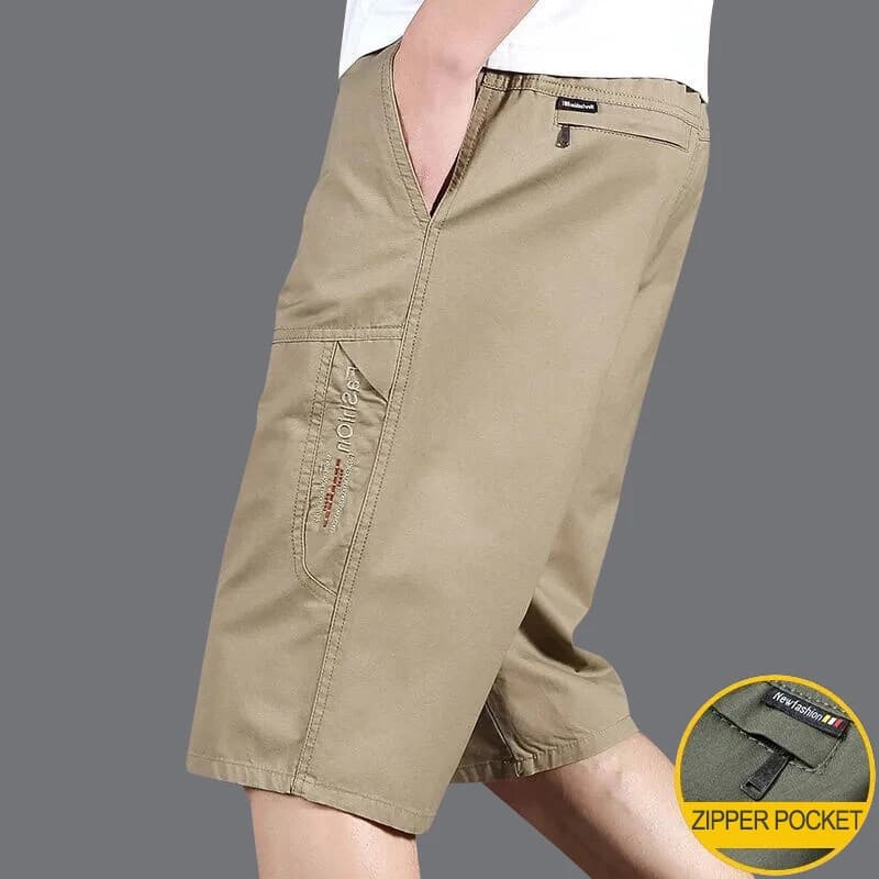 Pantaloncini cargo da uomo Pantaloncini da pesca da escursionismo casual Pantaloncini da pesca da uomo di grandi dimensioni Tasche con cerniera alla moda con coulisse in vita elastica