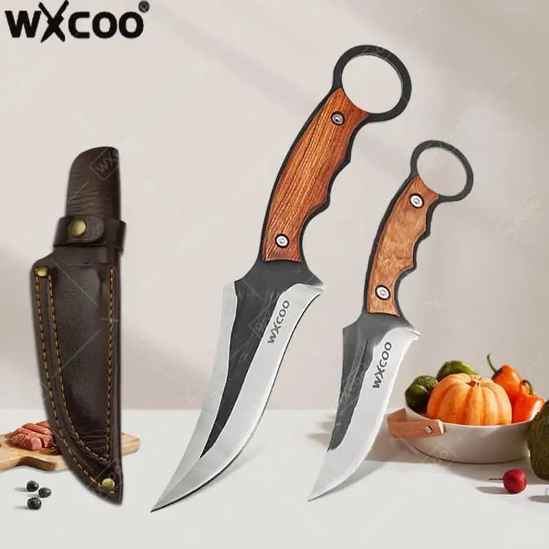 WXCOO Coltello da cucina multifunzionale Mannaia per carne Coltello da barbecue in acciaio inossidabile Coltello da macellaio forgiato a mano per utensili da cucina domestici
