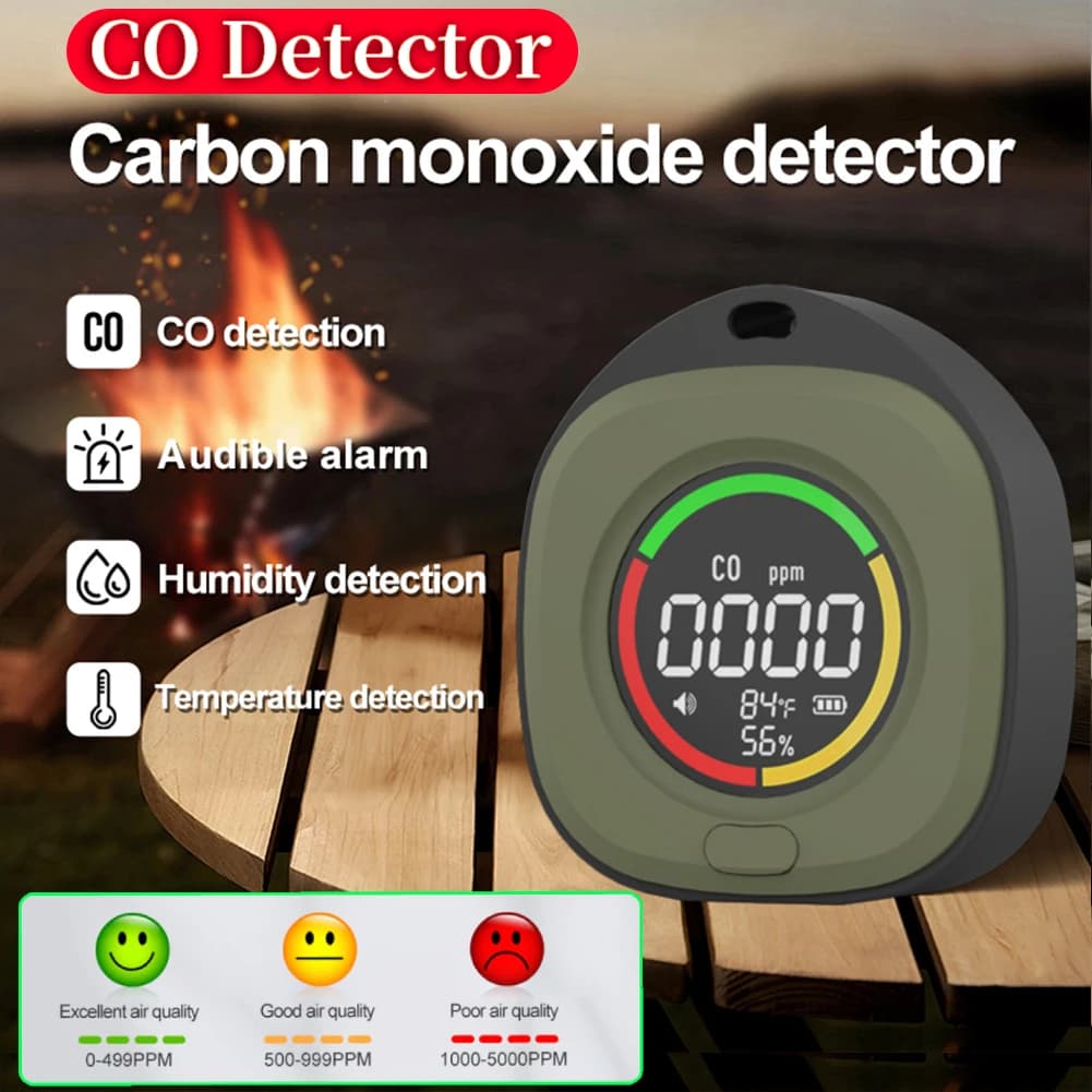4-in-1 Carbon Monoxide Detector Accurate detection LED Screen Portable Travel Rechargeable CO and CO2 Detector with alarm sound